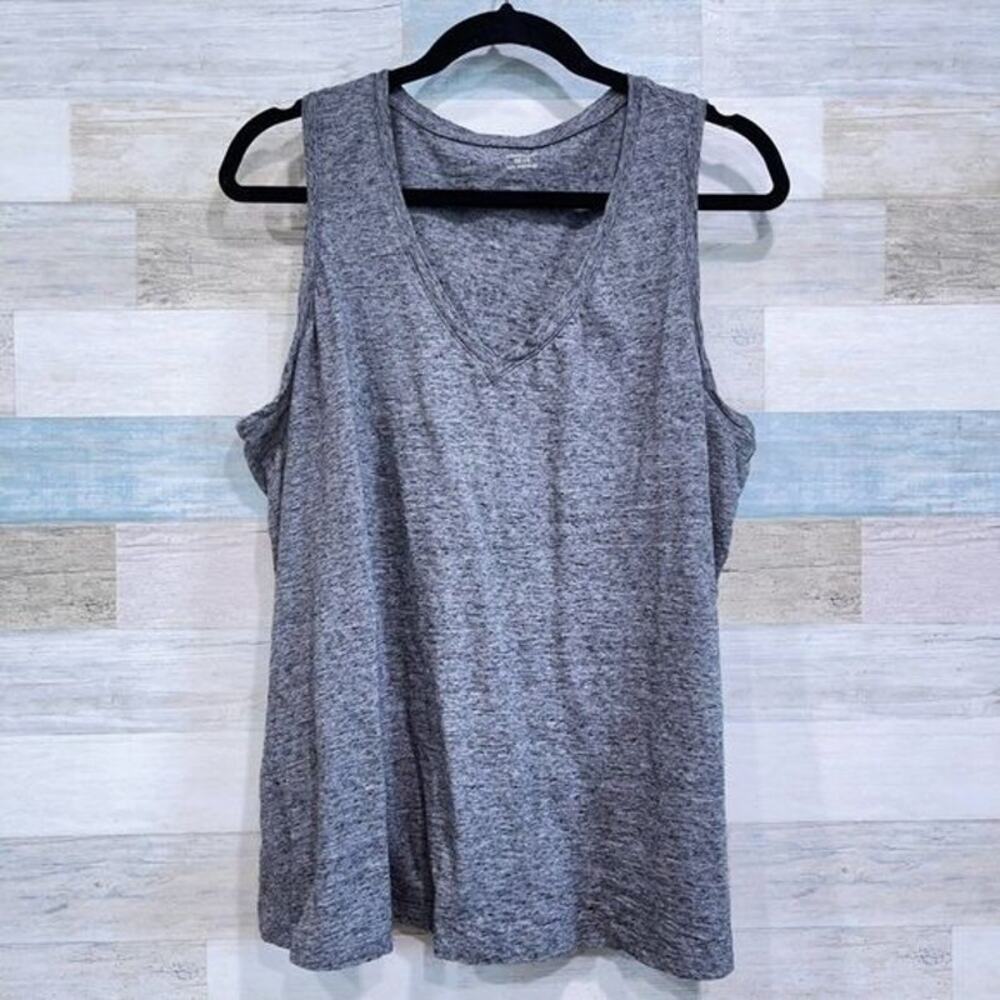 MADEWELL V Neck Tank Top Heather Gray Womens Plus 1X